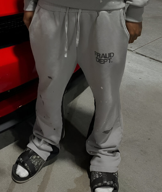 Grey Fraud Dept Flared Sweats